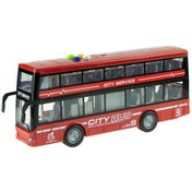 Resim Otobüs İki Katlı Oyuncak Işıklı Sesli Sürtmeli Kırmızı 30 Cm 