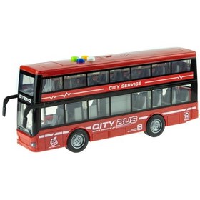Resim Otobüs İki Katlı Oyuncak Işıklı Sesli Sürtmeli Kırmızı 30 Cm 