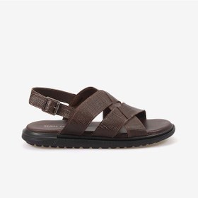 Resim Kemal Tanca Erkek Kauçuk Tabanlı Şık Tasarım Comfort Günlük Çapraz Bantlı Sandalet 560 Kahverengi 