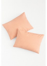 Resim Vevra 2 Li Düz Turuncu Renk Yastık Kılıfı Pamuklu Kumaş Fermuarlı Gri 