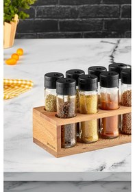 Resim Joy Kitchen Lisa Ahşap Baharatlık Seti 8'Li Siyah Kapak 