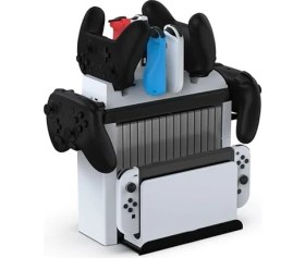 Resim Nintendo Için Organizatör Stand Şarj Cihazı Tutucu Şarj Unitesi OLED Switch LED Göstergeli TNS-2113 
