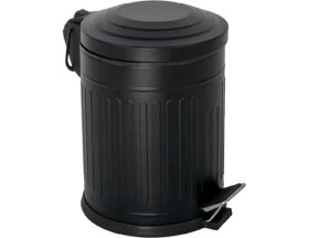 Resim Depposite Vintage 2 Li Çöp Kovası Çöp Kutusu Banyo Seti Çizgili Model Siyah 5 Litre ve Wc Fırçası Seti 