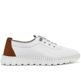 Resim Derimod Kadın Beyaz Bağcıklı Deri Sneaker 25SFD501618 