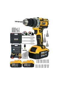 Resim Mager XRZY-04YELLOW XR Led Işıklı 5 Pilli Darbeli Çift Akülü 30 Parça Set + Çantalı Akülü Vidalama Şarjlı Matkap 