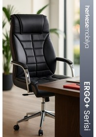 Resim Brs Siyah Deri Makam Koltuğu Yönetici Koltuğu Ofis Koltuğu Büro Koltuğu Siyah 