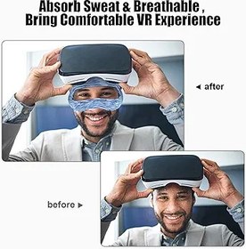 Resim SAYAFAN VR Göz Maskesi, Oculus Quest 2, HTC Vive, PS, Gear, VR Egzersizleri için Ayarlanabilir Nefes Alabilir VR Ter Bandı (3 Adet) 