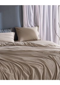 Resim Madame Coco Marlene Tek Kişilik %100 Pamuk Penye Lastikli Nevresim Takımı - Bej 8684427198971 Ekru 