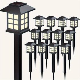 Resim 12 adet Güneşli LED Bahçe Işıkları, Otomatik Zamanlayıcı ile Dış Mekan Yolu Aydınlatması, Küçük Ev Tasarımı için Avlu, Çim ve Sürüş Yolu Dekoru, Hava Koşullarına Dayanıklı ve Enerji Verimli, Peyzaj Aydınlatma | Dekoratif Bahçe Işıkları | Enerji Verimli Ledler 