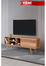 Resim 3332 Ela 130 Cm Ahşap Ayaklı Tv Ünitesi , Söğüt , Tv Sehpası , Salon , Oturma Odası Diğer 