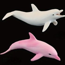 Resim 1 Adet Mini Yunus Figürü - Ağızı Açık ve Palmiye Hareketiyle Gerçekçi Yüzme Pozu Beyaz & Pembe Renk Seçenekleri Deniz Akvaryum, Banyo, Ofis ya da Doğum Günü Partisi Dekorasyonları Dayanıklı Plastik/Rezinden yapılmış Parlak Cilalı Minyatür Dolphin Replika Kompakt Sergileme Kenar Tasmasıyla Canlı Gibi Yuvarlanma Po 