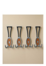 Resim 4 Lü Metal Duvar Ve Portmanto Askılığı Ahşap Desenli Çift Kancalı Mont Askısı Seti Kahverengi 