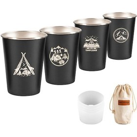 Resim Vkemall 4'lü Paslanmaz Çelik Bira Bardağı Seti - 350ml, Silikon Kılıf Ve Saklama Çantası İçeren Siyah Siyah 