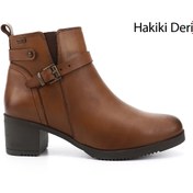 Resim GÖNDERİ(R) Kadın / Kız Taba Antik Fermuarlı Kalın Topuklu Hakiki Deri Bot 