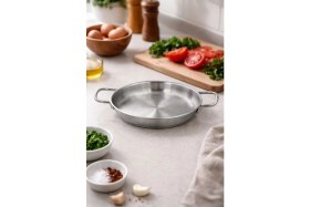 Resim Özbir Paslanmaz Çelik Indüksiyon Tabanlı Yumurta ve Menemen Sahanı Kahvaltılık Tava 24X3 cm 304 Kalite 