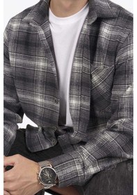 Resim Gri Beyaz Geçişli Over Oduncu Erkek Gömlek + Kutulu Beyaz 