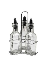 Resim 3 Lü Set Yağdanlık Takımı Cam Yağlık Sirkeli 200 Ml Gri 