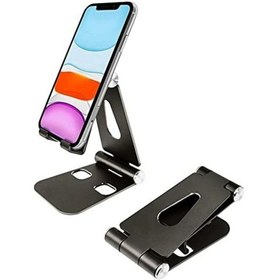 Resim Komple Alüminyum Ayarlanabilir Ergonomik Katlanabilir Oynar Başlıklı Kaymaz Zemin Tabanlı Ergonomik G50 Telefon Tutucu Standı Desk Holder Siyah 