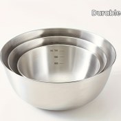 Resim 3 Parça Paslanmaz Çelik Karıştırma Kasesi Seti - Salatalar, Noodle, Pişirme & Fırınlama, Yiyecek Saklama için Mükemmel 