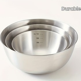 Resim 3 Parça Paslanmaz Çelik Karıştırma Kasesi Seti - Salatalar, Noodle, Pişirme & Fırınlama, Yiyecek Saklama için Mükemmel 