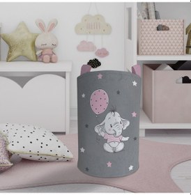 Resim Mekta Home Bebek Ve Çocuk Odası Pembe Filli Balonlu Desenli Oyuncak Sepeti Renkli Çok Renkli 