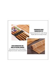 Resim Pazly Başlangıçlar İçin Pratik Sushi Seti - 2 Bambu Hasır, 5 Çubuk, Kürek & Yayıcı - Mutfak Sevdalısı İçin 