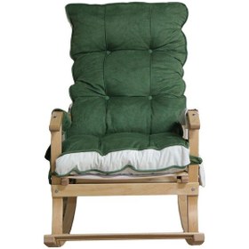 Resim Zuesse Dizayn Mosso Çift Minderli Ahşap Sallanan Sandalye Tv Baba Koltuğu Dinlenme Koltuğu Yeşil - Krem 