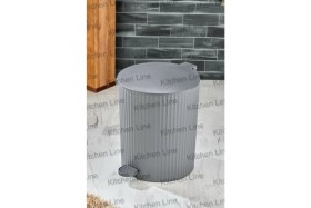Resim Yuvarlak, Çizgili Pedallı 8l Banyo ve Mutfak Çöp Kovası 