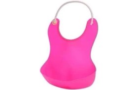 Resim HDY Çocuk Bebek Mama Önlüğü Dökülme Engelleyici Bükülebilir Pembe 