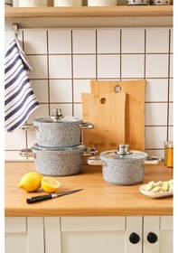 Resim Karaca Biogranit Nare 6 Parça Midi Tencere Seti Mavi 