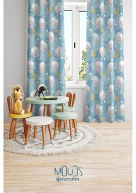 Resim Kuzucuk Desenli Fon Perde Çocuk Ve Bebek Odası Süet Baskılı Ekstrafor Büzgü 2 Kanat Prd-37 Çok Renkli 