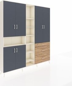 Resim Arges Dolap 13 Raflı 3 Çekmeceli 6 Kapaklı 220x30x243 Aytaşı-antrasit/çam Antrasıt/atlas Çam 