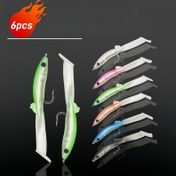 Resim 6 Parça Yüksek Kalite Yavaş Batan Parlak Kuyruklu Yem - 6 Canlı Renk (Yeşil, Pembe, Mavi, Kahverengi, Beyaz, Siyah) - Tuzlu ve Tatlı Su Balıkçılığı İçin Dayanıklı Silikon Malzeme - Levrek, Turna, Ton Balığı için İdeal Noel/Şükran Günü/Babalar Günü Hediyesi 