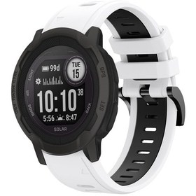 Resim Garmin Instinct 2 Güneş Sporları İçin İki Renkli 22mm Silikon Saat Bandı Beyaz Sırt 