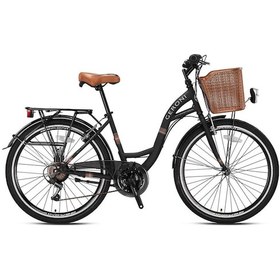 Resim Kron Geroni SIRIO 26 City Bike 21 Vites - V.B. - Mat Siyah-Siyah/Kahverengi-Shimano 
