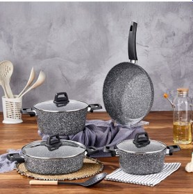 Resim Cornella Cook 7 Parça Granit Tencere Seti Gri 