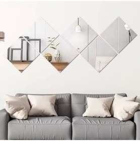 Resim Dekoratif Pleksi Ayna Kendinden Yapışkanlı Kare (Gümüş ) 20X20 4 Adet 