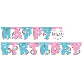 Resim Balonevi Lisansı Miss Cat Temalı Happy Birthday Banner 