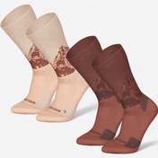 Resim Yetişkin Outdoor Uzun/Termal Çorap - Kahverengi/Bej - 2 Çift - SH500 Mid 