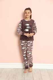 Resim sharin Çocuk Desenli Kışlık Welsoft Polar Pijama Takımı 9C-20302 