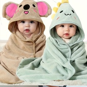 Resim 2 adet Bebek Banyo Havlusu, Sevimli Hayvan Yüzü Mercan Polar Kaban Stili, Polyester, Emici Büyük Boyut Erkek ve Kızlar İçin, Yenidoğanlar, Bebekler, Küçük Çocuklar, Gençler İçin Uygun - 80cm/80cm 