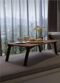 Resim Katlanabilir Laptop Masası Oval Pratik Taşınabilir Ceviz 