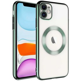 Resim İphone 11 Uyumlu Wireless Şarj Özellikli Sert Pc Zore Riksos Magsafe Kılıf-koyu Yeşil Koyu Yeşil 