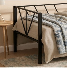 Resim Alchera Daybed Tek Kişilik Sedir Metal Karyola Siyah 