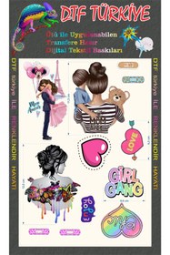 Resim DTF BASKI Süper Mom Baskı-ütü Ile Baskı-transfere Hazır -anne Çocuk-kalp Baskı 