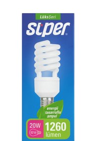 Resim Super 20W TASARRUFLU SPIRAL AMPUL BEYAZ IŞIK 