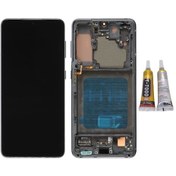 Resim Te Samsung Uyumlu S21 G990 Uyumlu Çıtalı Lcd Ekran Servis Siyah + B7000 