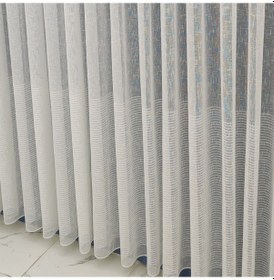 Resim Tül Perde Üst Bölümü Düz Alt Kısmı Yatay Çizgili Gramajlı Keten Tül Ütü İstemez Kaliteli Tül Perde 1x3 Sık Pileli Tül Perde 
