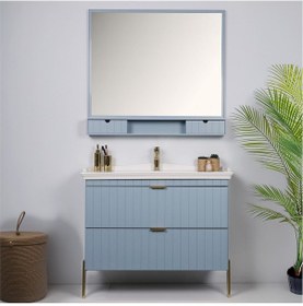 Resim Kobos Noble 100 Cm Banyo Dolabı Seti Light Blue Mavi 