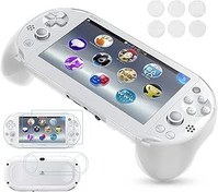 Resim Gorliskl Hand Grip Handle Joypad Protective Case with L2 R2 Trigger Button Grip Shell Controller Protective Case for Sony PlayStation PS Vita 2000 PSV 2000 PS Vita Slim. White 